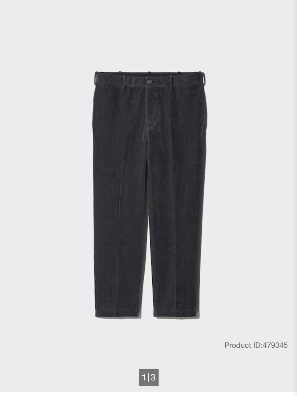 Men's Charcoal Corduroy Trousers - Charcoal